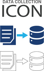 Data collection: Line art icons, such as benchmark, machine learning, data modeling, and more. Vector illustration. Easily changes to any color.