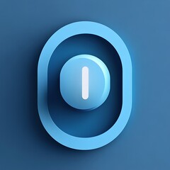 Blue Power Button Icon with Vertical Line Inside Encased in Round Shape on Background