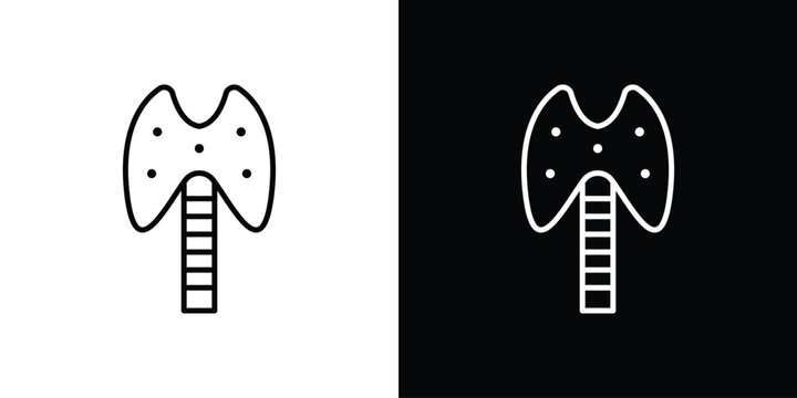Thyroid icon in outline and solid vector sign for web
