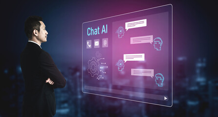 AI chatbot interface facilitates communication, chatbot, and AI interaction for automated user support and information exchange Vouch