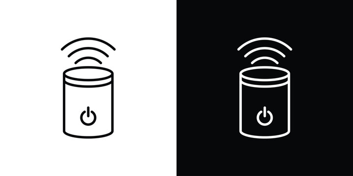 Smart speaker icon in outline and solid vector sign for web