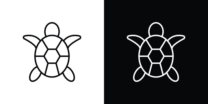 Sea turtle icon in outline and solid vector sign for web