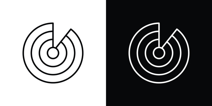 Radar detection icon in outline and solid vector sign for web