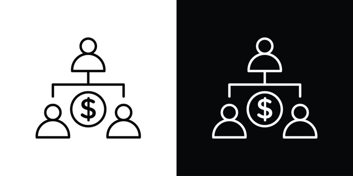 Ponzi scheme icon in outline and solid vector sign for web