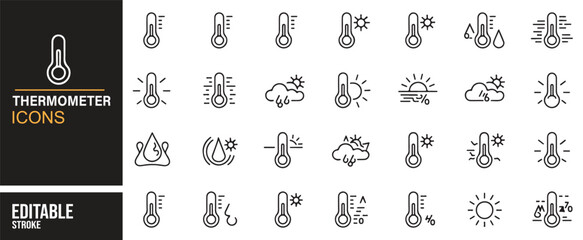 Editable Thermometer and Weather Icons for Climate and Forecasting Projects