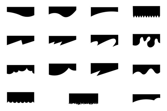 Sixteen Black Shape Variations Rectangular Design Elements Graphic Set Abstract Geometric Forms