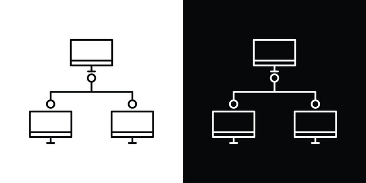 Local network icon in outline and solid vector sign for web