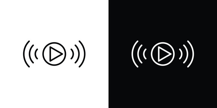 Livestream icon in outline and solid vector sign for web