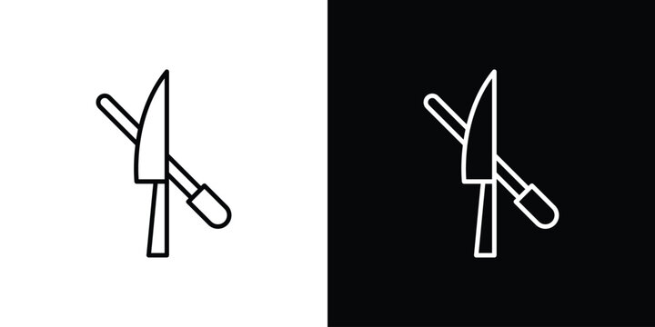 Knife sharpener icon in outline and solid vector sign for web