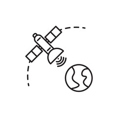 Satellite icon, Containing telecom Symbol Outline icon Transparent background