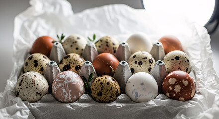 quail eggs in a basket