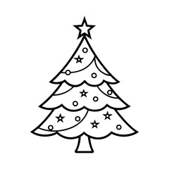 printable christmas tree coloring pages vector line art