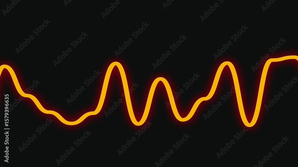 Aufkleber dynamic audio waveform: pulsating yellow line on black background