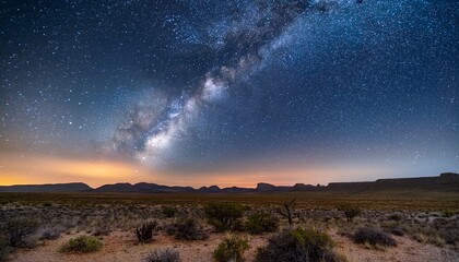 serene night on the karoo plateau milky way over arid landscape