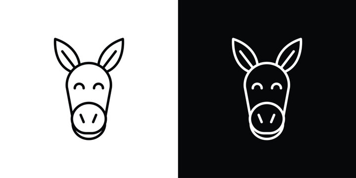 Donkey icon in outline and solid vector sign for web