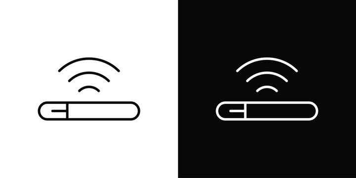 Dog microchip icon in outline and solid vector sign for web