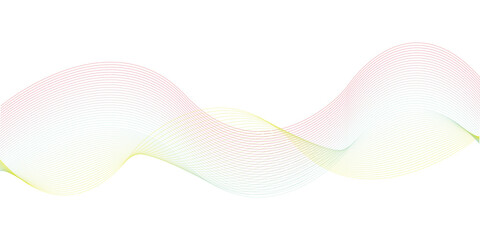 Abstract colorful wave element for design. Digital frequency track equalizer. Stylized line art background.Vector illustration.Wave with lines created using blend tool.Curved wavy line, smooth stripe
