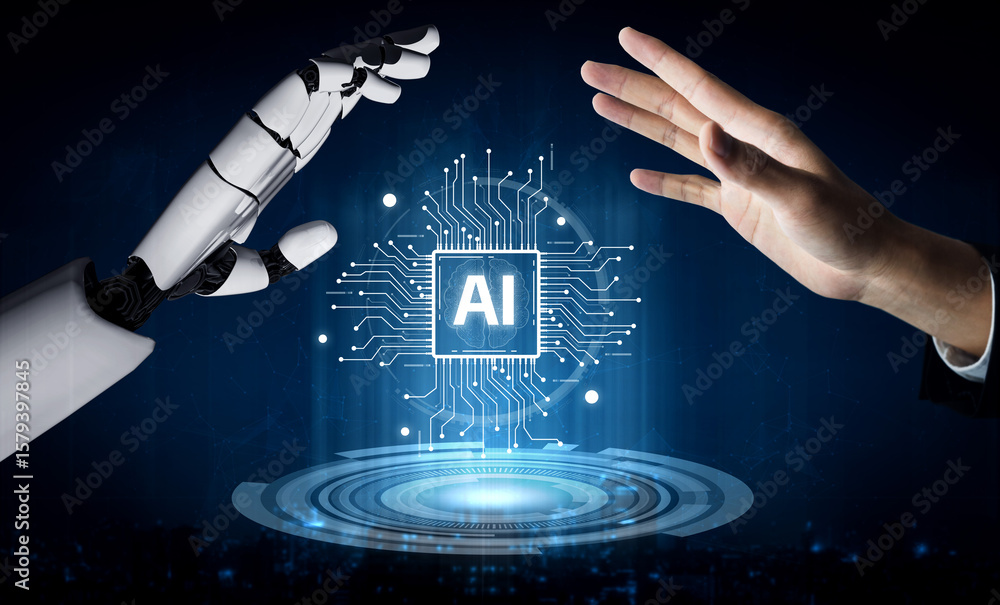 Poster ai assistant brain processor with llm technology, big data, machine learning, generative ai for busi