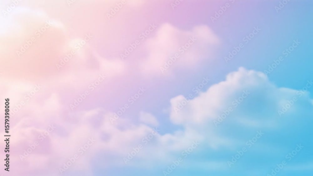 Poster pastel sky background with fluffy clouds dreamy color palette soft light perfect for design graphics