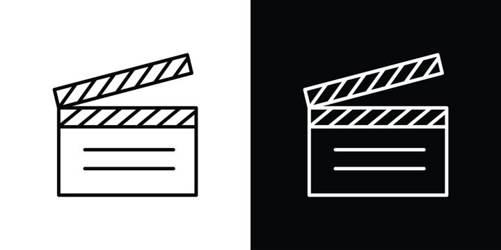 Cinema flapper icon in outline and solid vector sign for web
