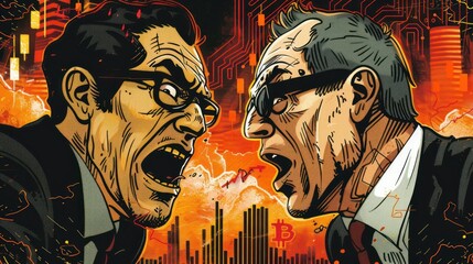 Financial conflict.  Fierce traders clash