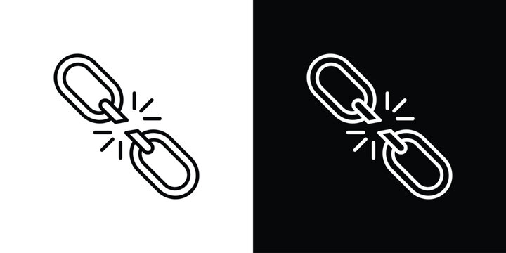 Broken link icon in outline and solid vector sign for web