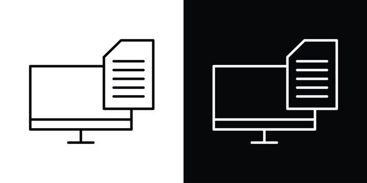 Blended learning icon in outline and solid vector sign for web
