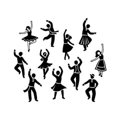 A group of people are dancing in silhouette