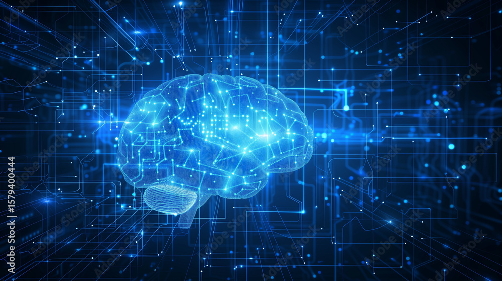 Poster neural network visualization digital space infographic futuristic environment abstract viewpoint ai 