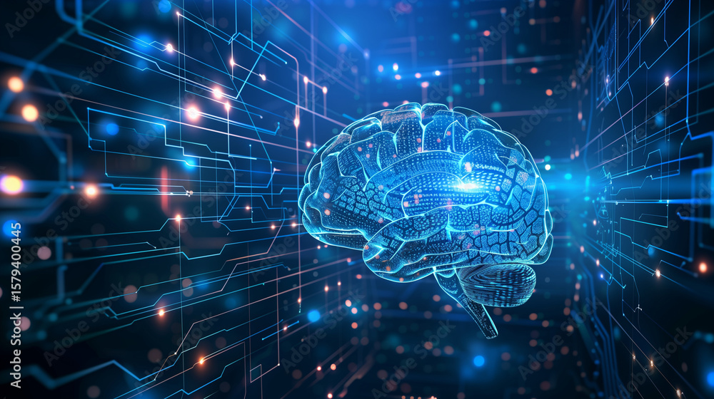 Poster innovative neural network simulation digital realm 3d visualization futuristic environment close-up 