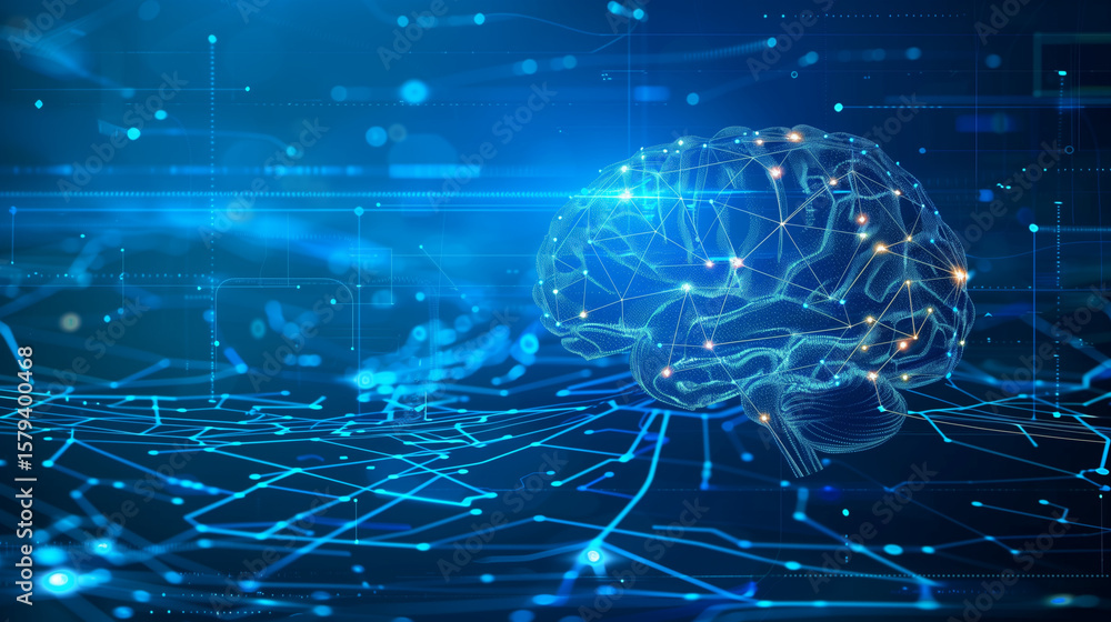 Poster innovative brain mapping techniques digital space infographic high-tech environment aerial view neur