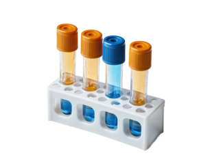 Laboratory test tubes display science lab clinical environment isolated on transparent background