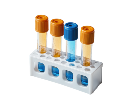 Laboratory test tubes display science lab clinical environment isolated on transparent background