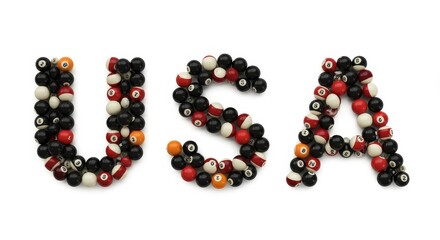 USA Billiard Balls - The letters USA are spelled out using billiard balls of various colors