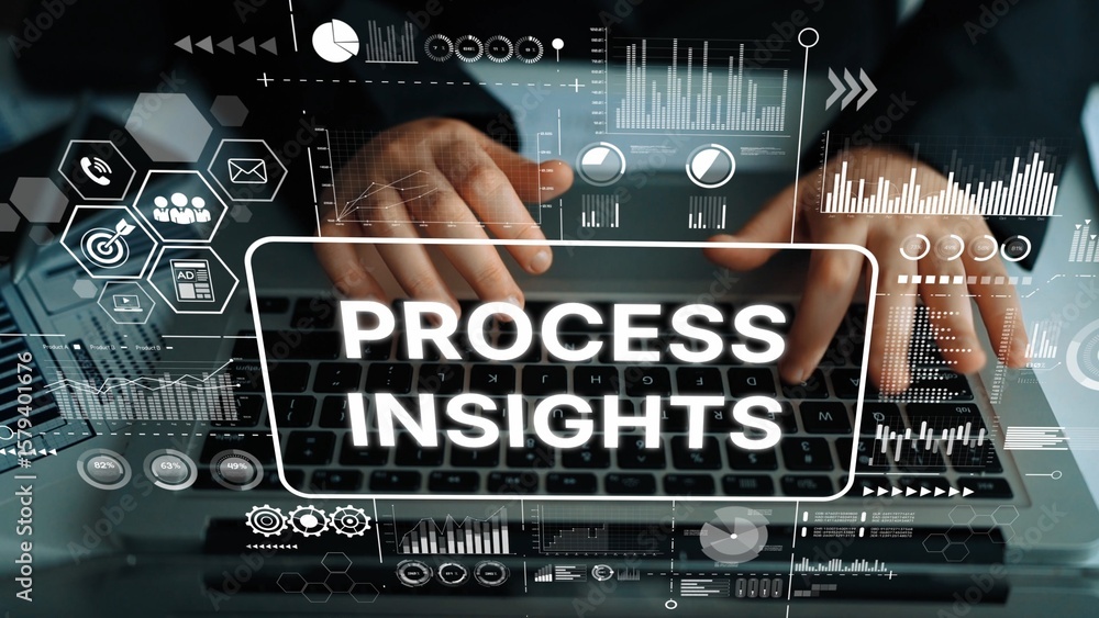 Poster innovative data analysis with focus on process insights in business operations and technology applic