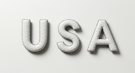 USA Golf Ball Textured Letters - Clean design, golf ball texture, USA lettering, white background, minimalist concept. Symbolizing patriotism, sport, competition, success, and country