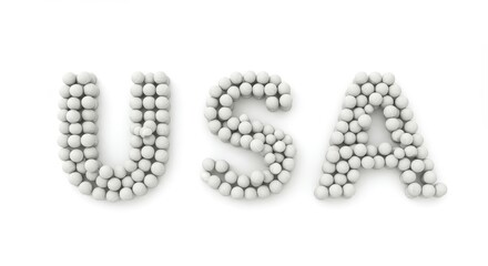 USA Tennis Balls - White tennis balls arranged to spell USA. Patriotic, sport, competition, victory, and country concepts