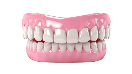 Fototapeta premium Complete set of dentures on a transparent background for dental care product visuals, ideal for oral health.