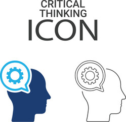 Critical thinking Line art icons, such as leadership, teamwork, problem solving, empathy, and more. Editable stroke.