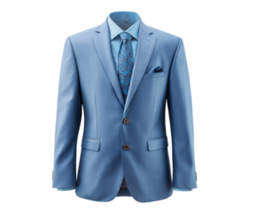 Business event attire sophisticated blue suit display in lighting isolated on transparent background