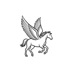 Fototapeta premium A pegasus with wings is isolated on white background