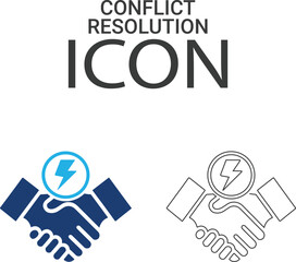 Conflict resolution Line art icons, such as leadership, teamwork, problem solving, empathy, and more. Editable stroke.