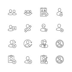 A set of user and people icons isolated on white