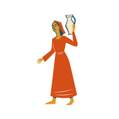 Jewish woman celebrating Jewish holiday Sukkot. celebration of Simchat Tora and Simchat Beit HaShoeivah. translation rejoicing of the Water Drawing House