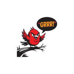 create a vector style simple cartoon little angry bird white background.       

