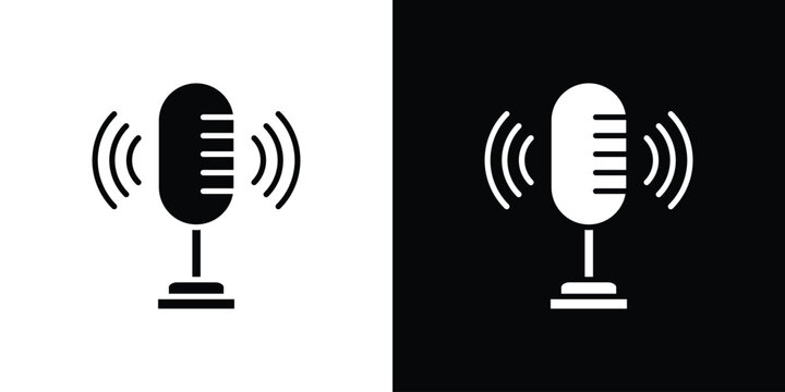 Voice recording icon vector glyph pack. Black silhouette icons.
