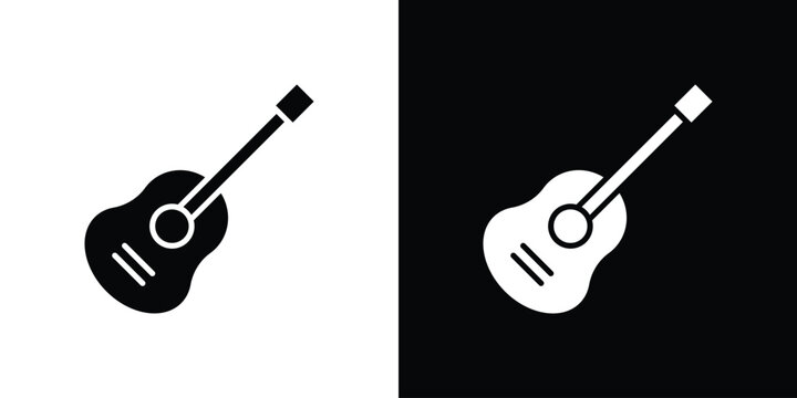 Ukulele icon vector glyph pack. Black silhouette icons.
