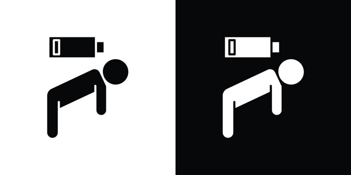 Tired person icon vector glyph pack. Black silhouette icons.
