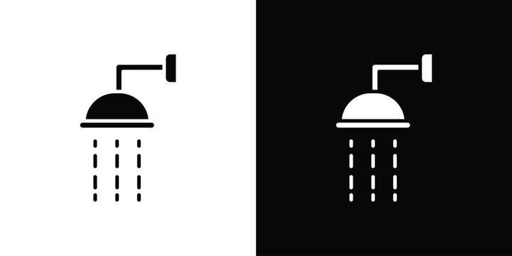 Shower Head icon vector glyph pack. Black silhouette icons.