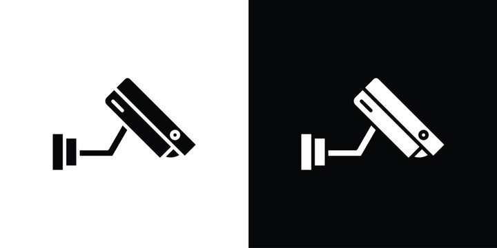 Security camera icon vector glyph pack. Black silhouette icons.